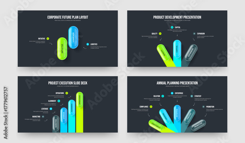 Project Insight 2 3 4 5 Step Diagram Frame Design Collection. Modern Development Two Three Four Five Option Infographic Slide Template Vector Illustration Bundle.