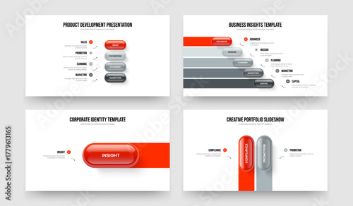 Professional Launch Four Five One Two Option Infographic Frame Layout Vector Illustration Set. Financial Proposal 4 5 1 2 Step Diagram Presentation Design Collection.
