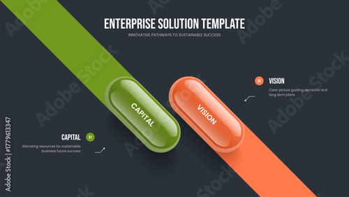 Financial Planning 2 Option Infographic Presentation Design. Modern Innovation Frame Template Vector Illustration. Market Briefing Two Step Diagram Slideshow Layout.