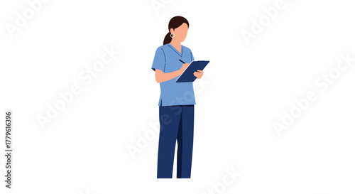Dedicated nurse meticulously documenting patient information on her clipboard in the hospital ward for quality care and accurate records