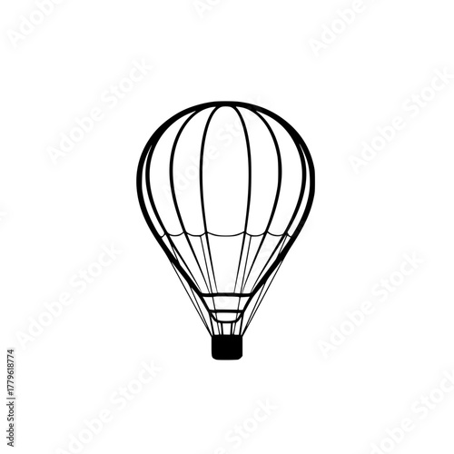 An artistic outline of a hot air balloon against a solid background. Perfect for travel, adventure, and exploration themes.  vector illustration