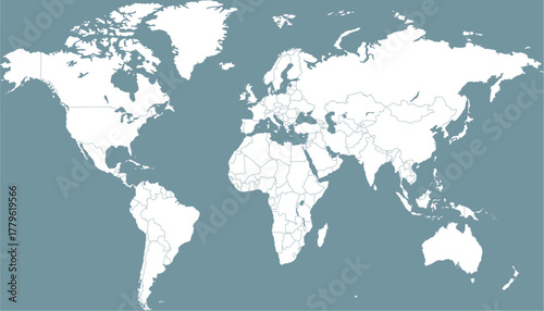 World map. Grey modern vector map. Silhouette map