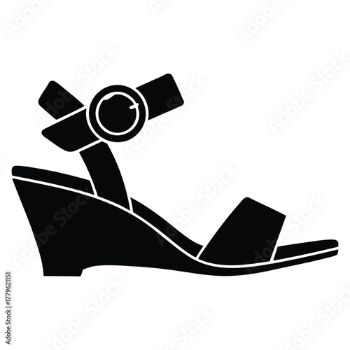 Wedges glyph icon vector illustration representing woman stylish footwear female casual shoes sandals with platform heel fashionable clothing accessory silhouette