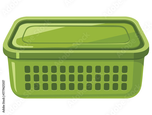 White background illustration of basket vector style isolated design ideal for kitchen decor storage fruit vegetable or home organization creative artwork