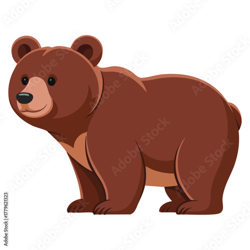 Wild forest animal colorful sticker featuring brown grizzly bear cartoon vector illustration isolated on white background perfect for fauna biodiversity themed artwork