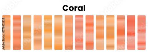 Vibrant coral gradients, warm pink-orange hues, tropical cheerful tones, perfect for playful designs, summer art, reef-inspired visuals, dynamic projects, bright color palettes, lively backgrounds.