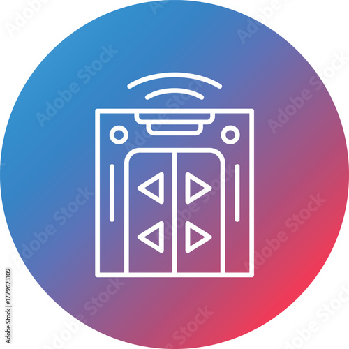 Electric Door Line Gradient Circle Background Icon