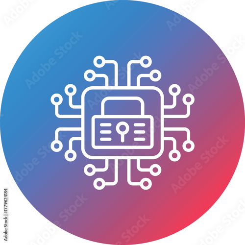 Cyber Security Line Gradient Circle Background Icon