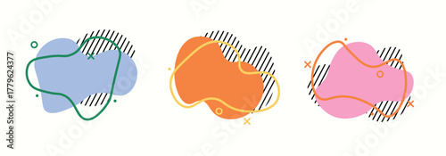 Abstract liquid shapes colorful geometric elements dynamic fluid shapes vector graphic