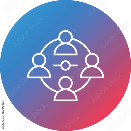 Connected People Line Gradient Circle Background Icon