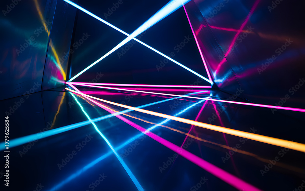Fototapeta premium Abstract Neon Laser Light Tunnel graphic design