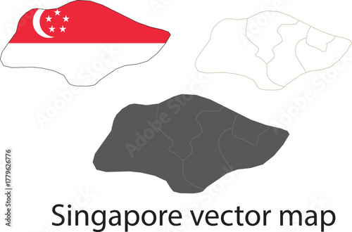 Singapore Black and White Vector Map