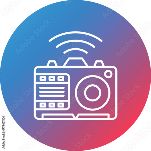 Smart Camera Line Gradient Circle Background Icon