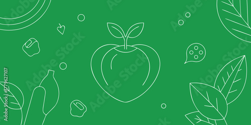 Vector illustration of a fresh apple and green peas a healthy fruit and vegetable icon
