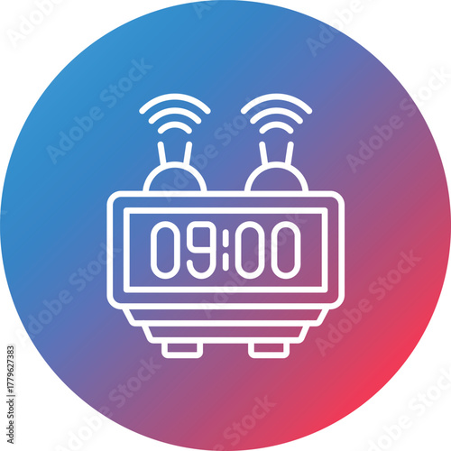 Smart Clock Line Gradient Circle Background Icon