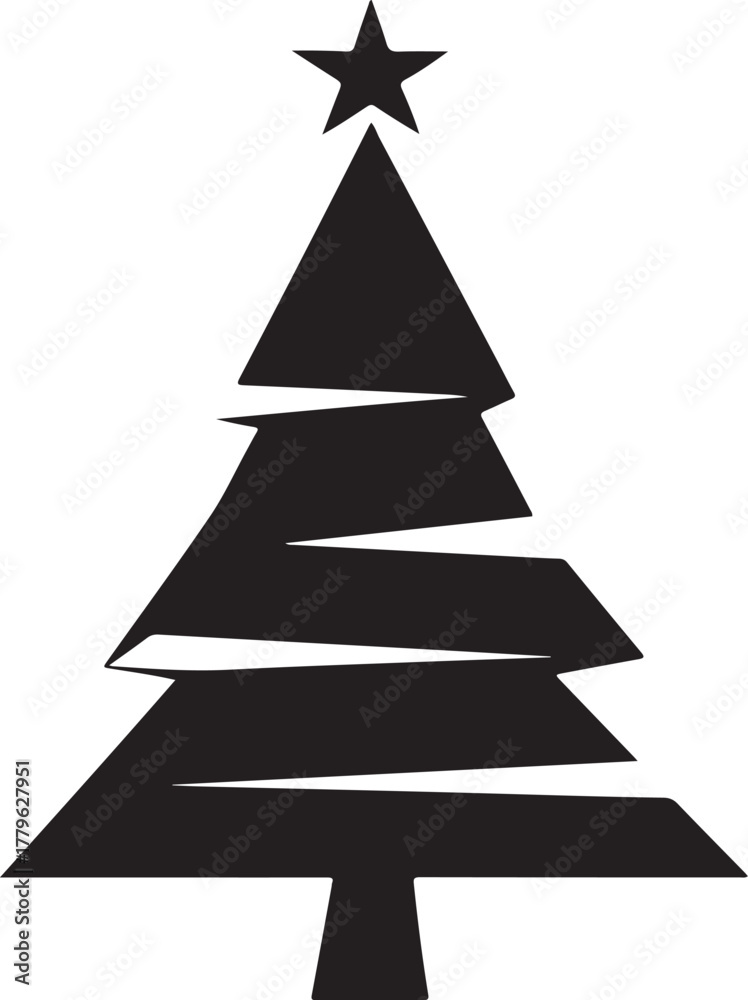 Obraz premium Abstract Holiday Tree Vector Illustration Creative Style Season Decoration Element Isolated on Transparent Backdrop Geometric Design