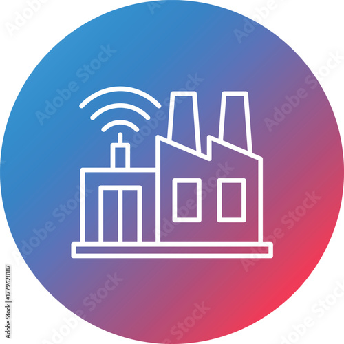 Smart Industry Line Gradient Circle Background Icon