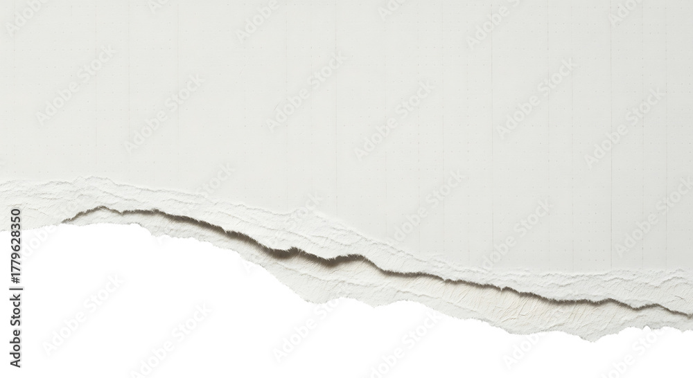 Obraz premium Cracked white paper surface with torn edge isolated on transparent background