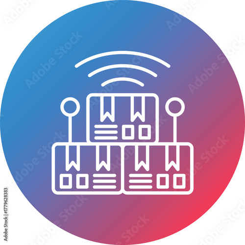 Smart Logistic Line Gradient Circle Background Icon