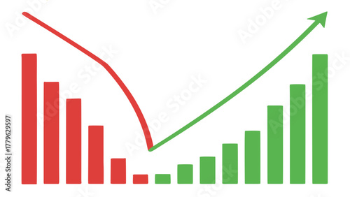 A schematic diagram of a development cycle, including a recession and a phase of intensive growth, drawn in a minimalist style