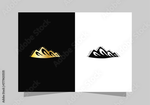Hill logo Abstract Mountain Range logo  in Gold and Black design
