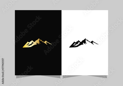 Hill logo Abstract Mountain Range logo  in Gold and Black design