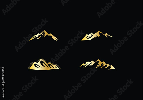 Hill logo Abstract Mountain Range logo  in Gold and Black design