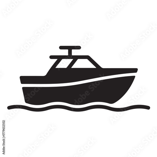 Motorboat icon isolated on white background simple vector illustration of a boat sailing on water