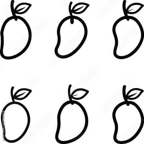 Delicious mango fruit contours representing healthy eating tropical food with leaf in natural vitamins diets.