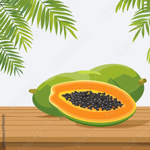 papaya on a white background