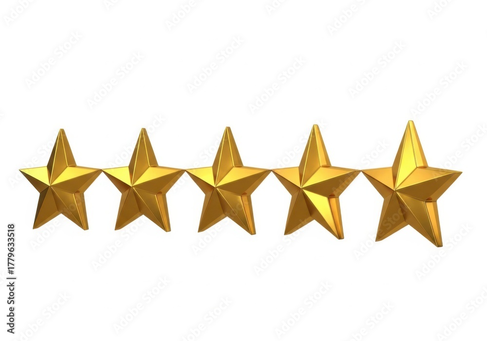 Fototapeta premium Five golden stars isolated on white background