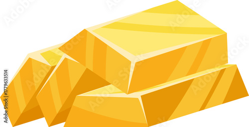 gold bars are piled up precious rare metal vector illustration