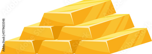 gold bars are piled up precious rare metal vector illustration