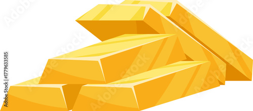 gold bars are piled up precious rare metal vector illustration