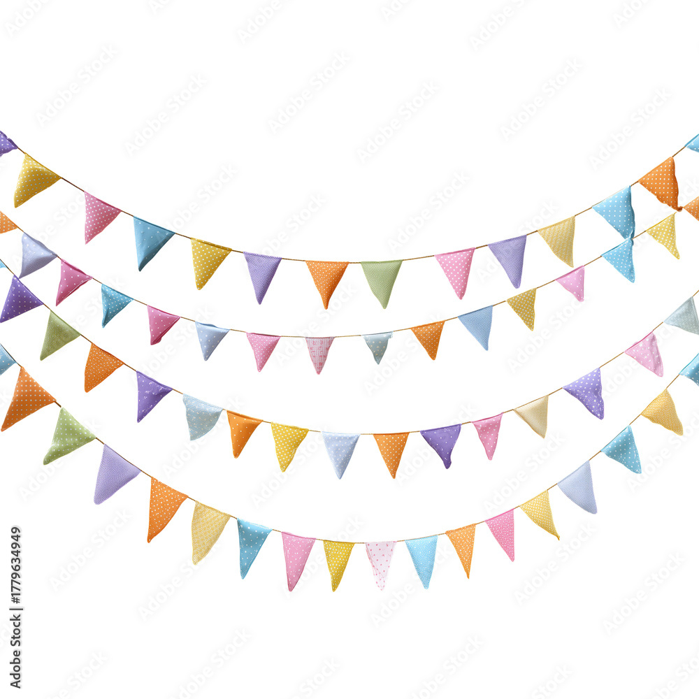 Fototapeta premium Bright and Colorful Bunting Flags Add a Cheerful Touch to Any Party or Celebration Setting