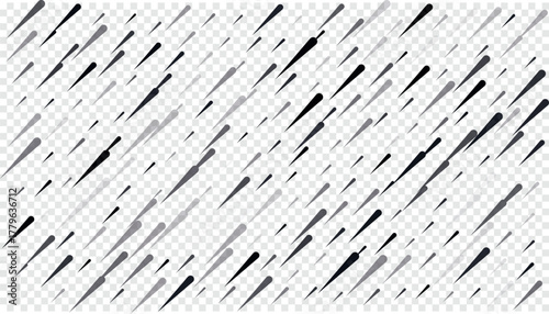Flat Vector Rain. Subtle grey raindrops on white isolated background.