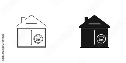 Icon of a house with a mail slot and parcel compartment