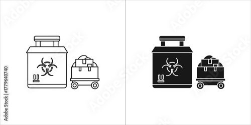 Biohazard waste container and trolley