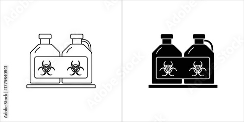 Biohazard symbol on bottles