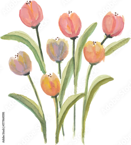 Soft Watercolor Tulips Arrangement art