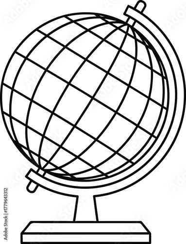 Illustration of a globe in black and white