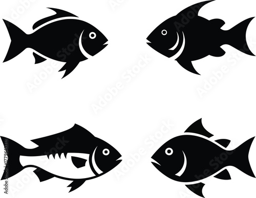 Fish silhouette illustration for seafood concept