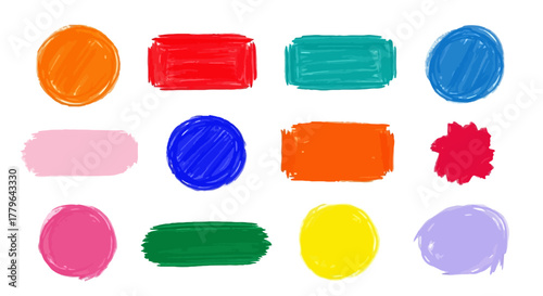 Colorful Abstract Shapes and Brush Strokes in a Variety of Bright Hues