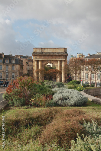 Arc de Triomphe in historic city centre. Bordeaux, France
