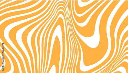 Abstract wavy pattern with flowing orange and white stripes creating a psychedelic optical illusion.