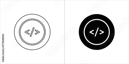 Code icon for developer and programming