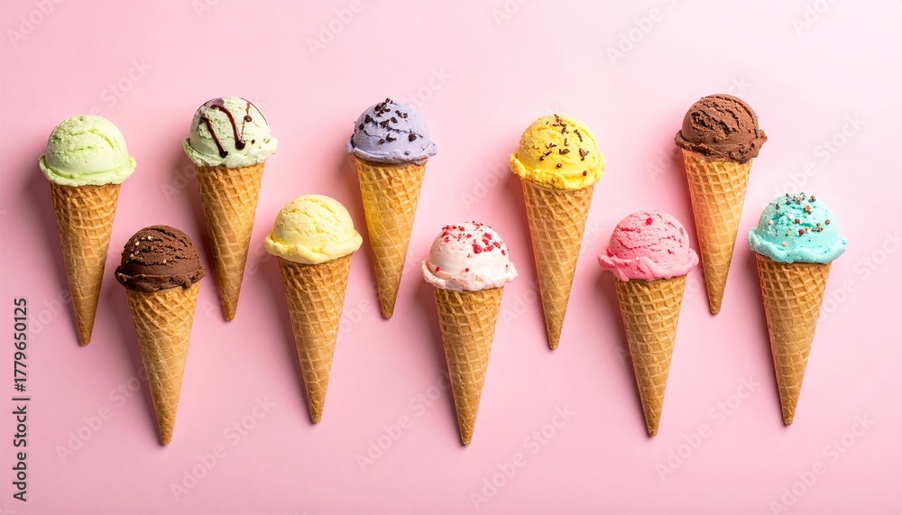 Ice cream seamless pattern on pastel background