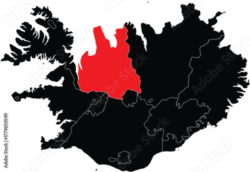 Vector Map of the North West Region of Iceland