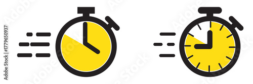 Time fast icons set. Fast response time clock vector symbol. quick, rush or faster work service icon. rapid delivery symbol. Quick time icon, speed time vector icons set.