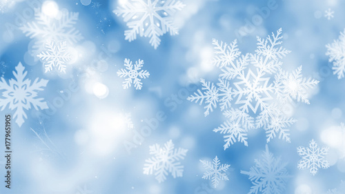 Winter Wonderland Snowflakes on a Soft Blue Background for Seasonal Design. Winter background